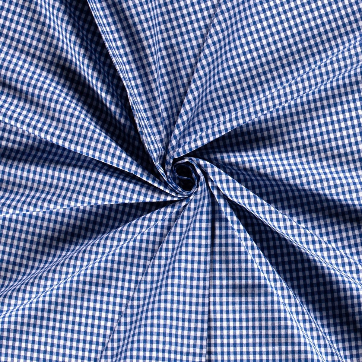 Poplin Bumbac Gingham Cobalt 5 mm - Lametru.ro - Poplin Bumbac Gingham