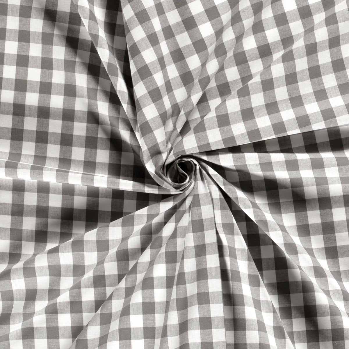 Poplin Bumbac Gingham Gri Închis 20 mm - Lametru.ro - Poplin Bumbac Gingham