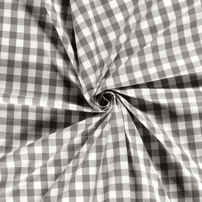 Poplin Bumbac Gingham Gri Închis 20 mm - Lametru.ro - Poplin Bumbac Gingham