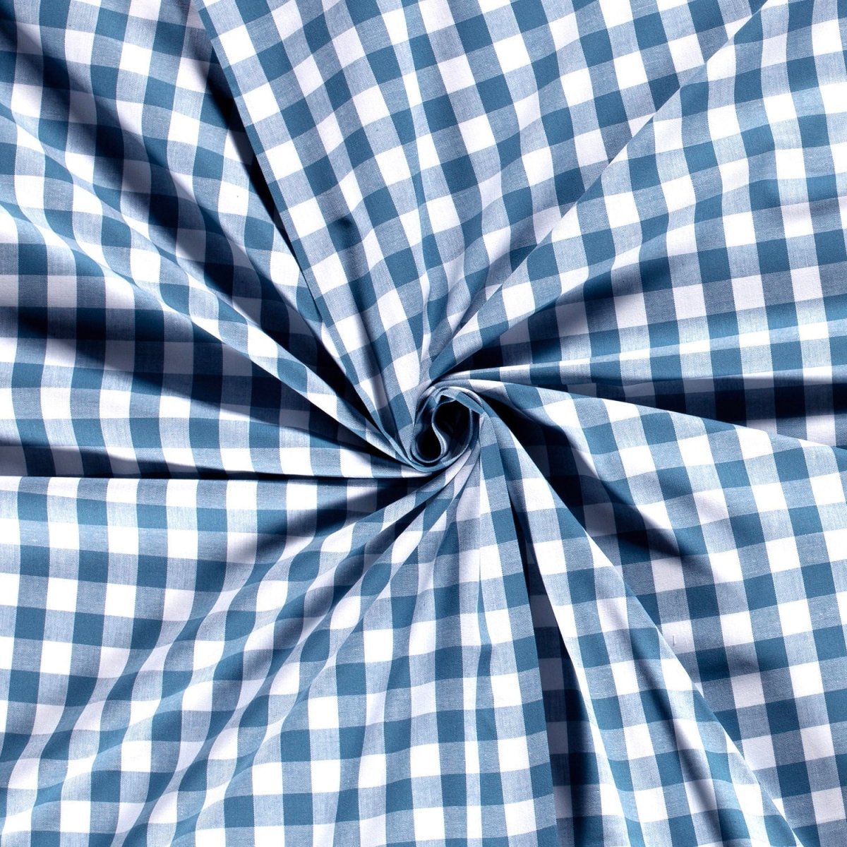 Poplin Bumbac Gingham Indigo 20 mm - Lametru.ro - Poplin Bumbac Gingham