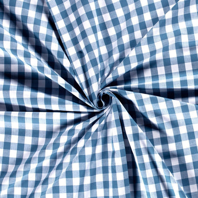 Poplin Bumbac Gingham Indigo 20 mm - Lametru.ro - Poplin Bumbac Gingham