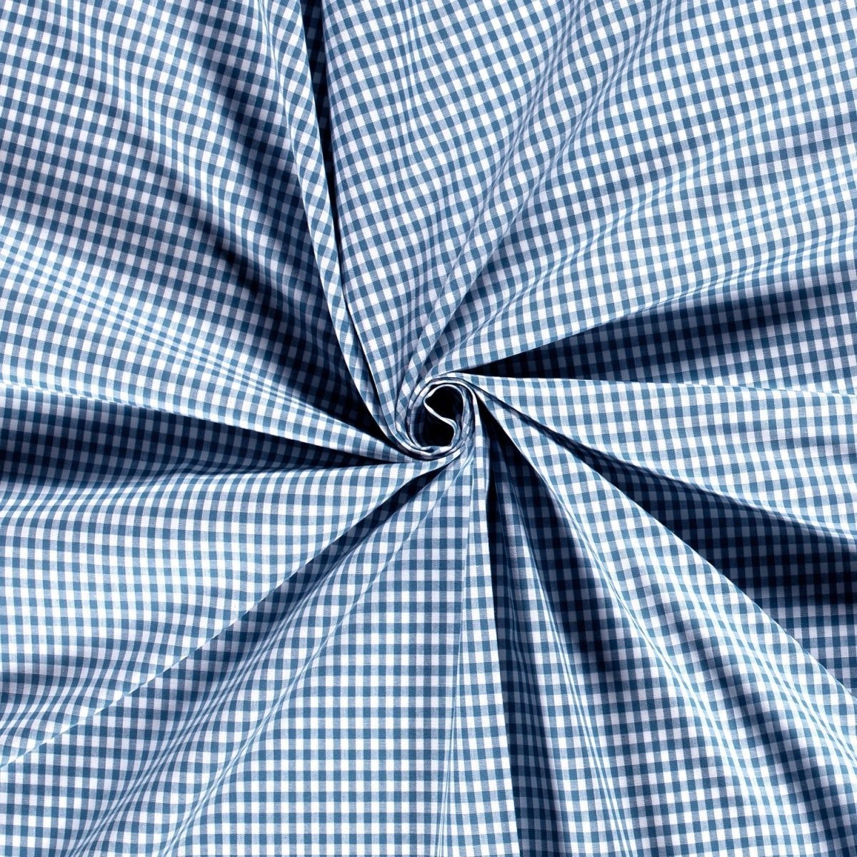 Poplin Bumbac Gingham Indigo 5 mm - Lametru.ro - Poplin Bumbac Gingham