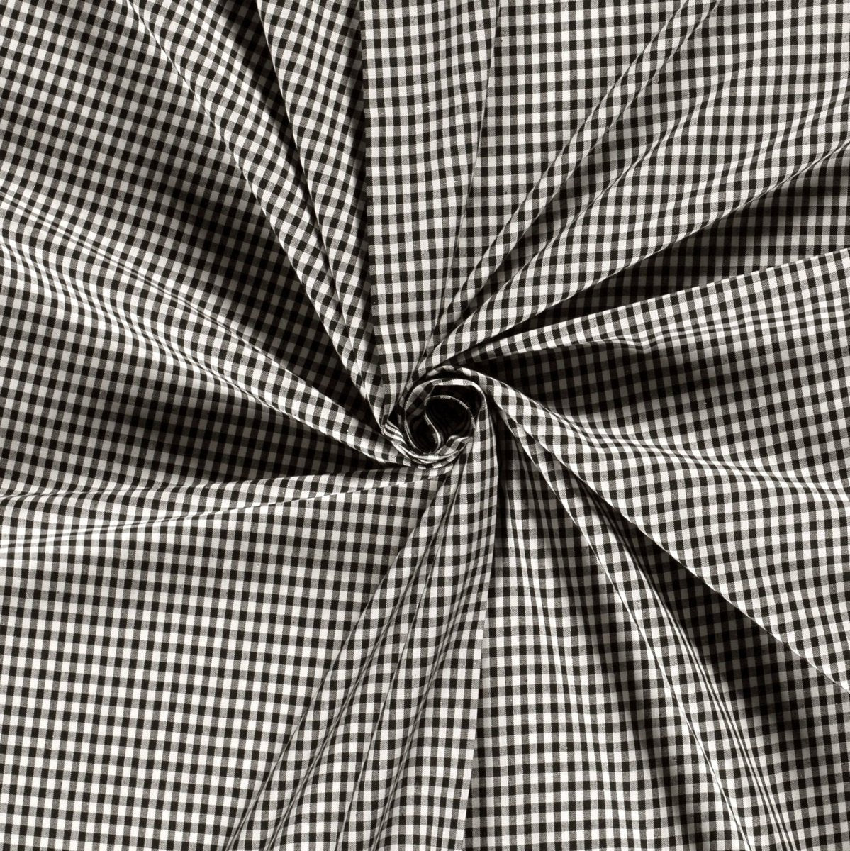 Poplin Bumbac Gingham Negru 5 mm - Lametru.ro - Poplin Bumbac Gingham