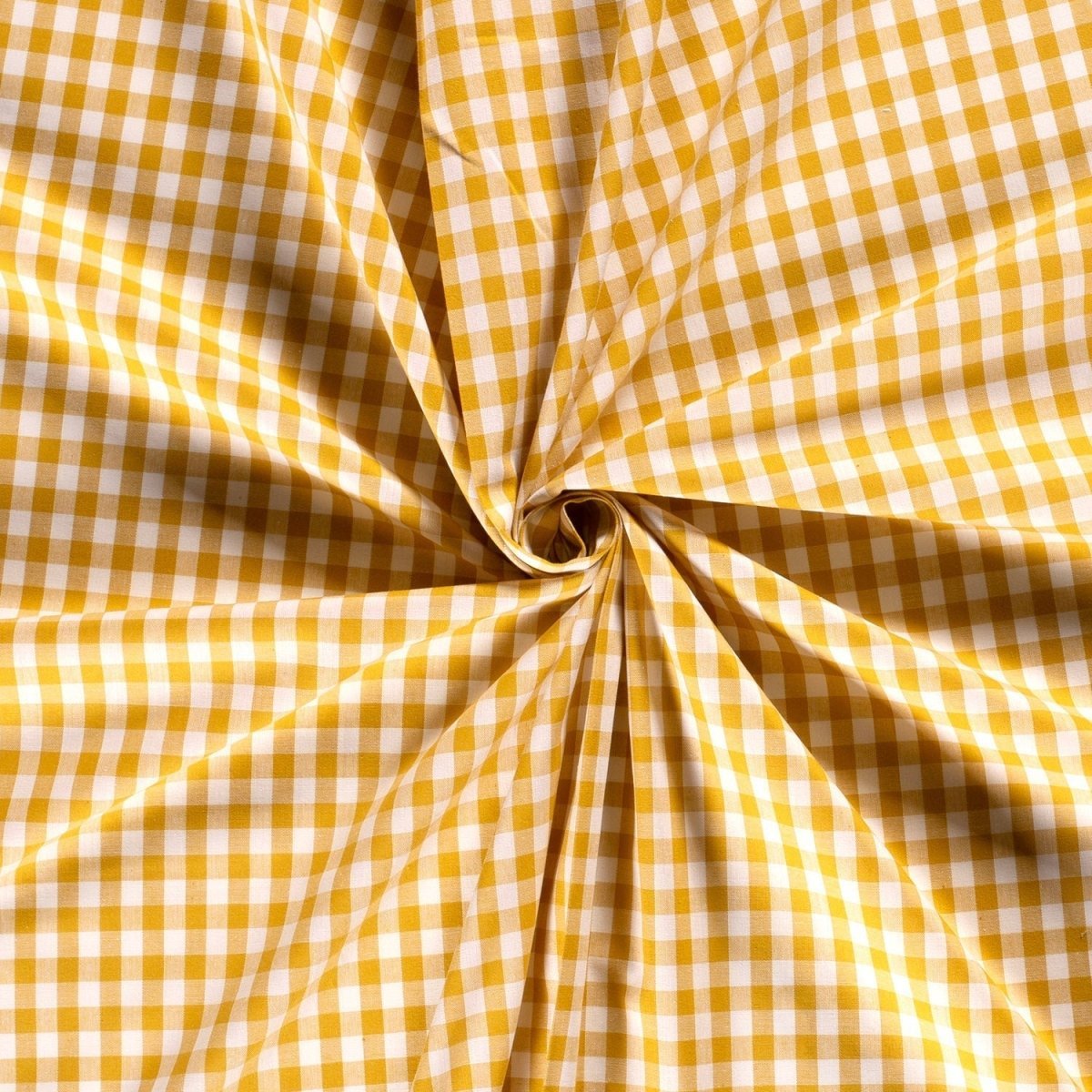 Poplin Bumbac Gingham Ocru 10 mm - Lametru.ro - Poplin Bumbac Gingham