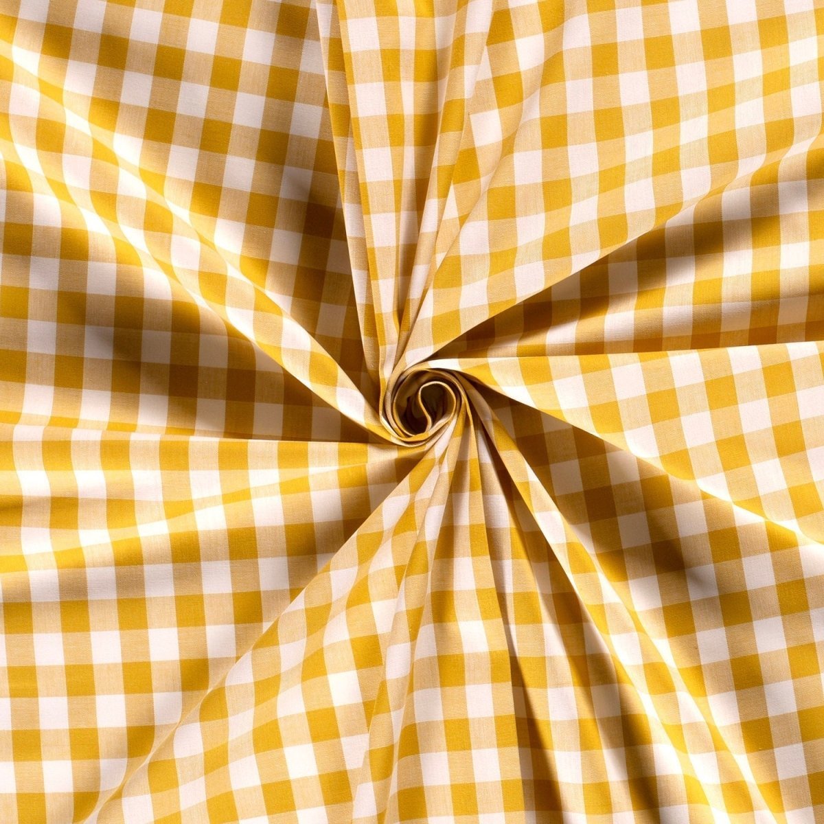 Poplin Bumbac Gingham Ocru 20 mm - Lametru.ro - Poplin Bumbac Gingham