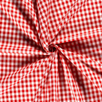 Poplin Bumbac Gingham Roșu 10 mm