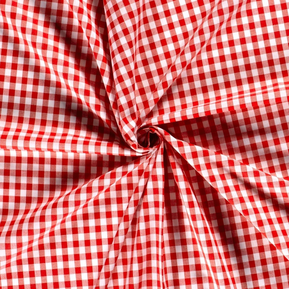 Poplin Bumbac Gingham Roșu 10 mm - Lametru.ro - Poplin Bumbac Gingham