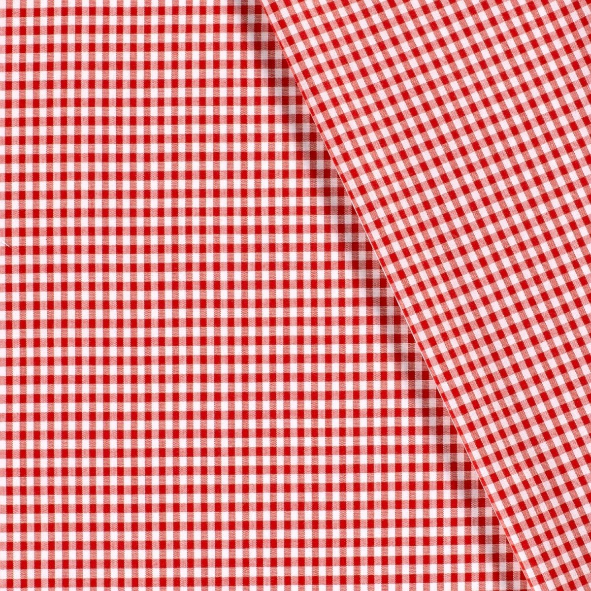 Poplin Bumbac Gingham Roșu 5 mm - Lametru.ro - Poplin Bumbac Gingham