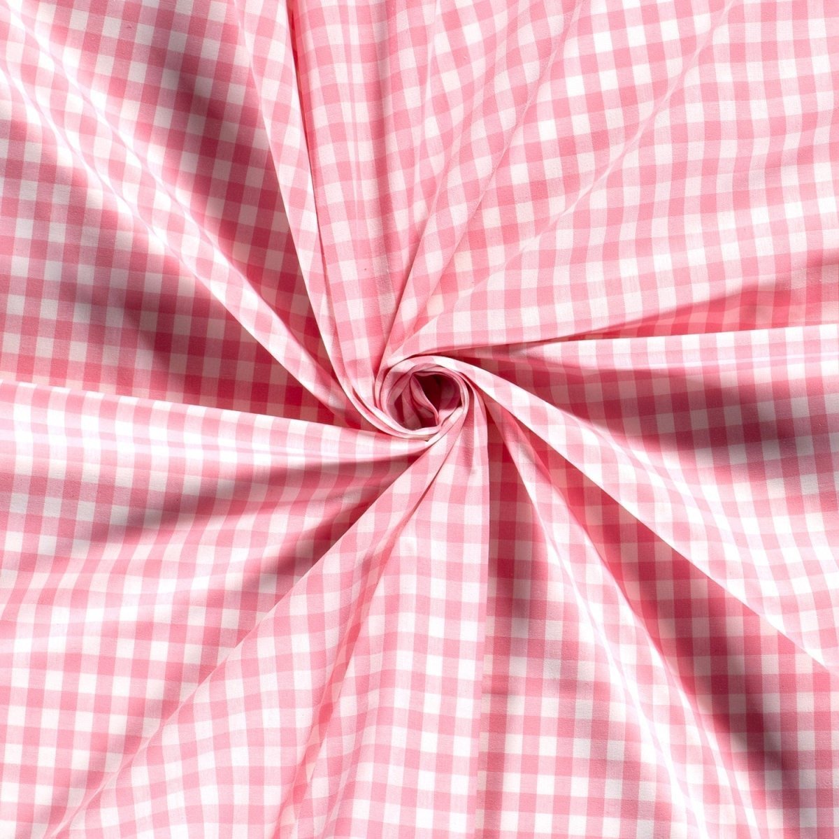 Poplin Bumbac Gingham Roz 10 mm - Lametru.ro - Poplin Bumbac Gingham