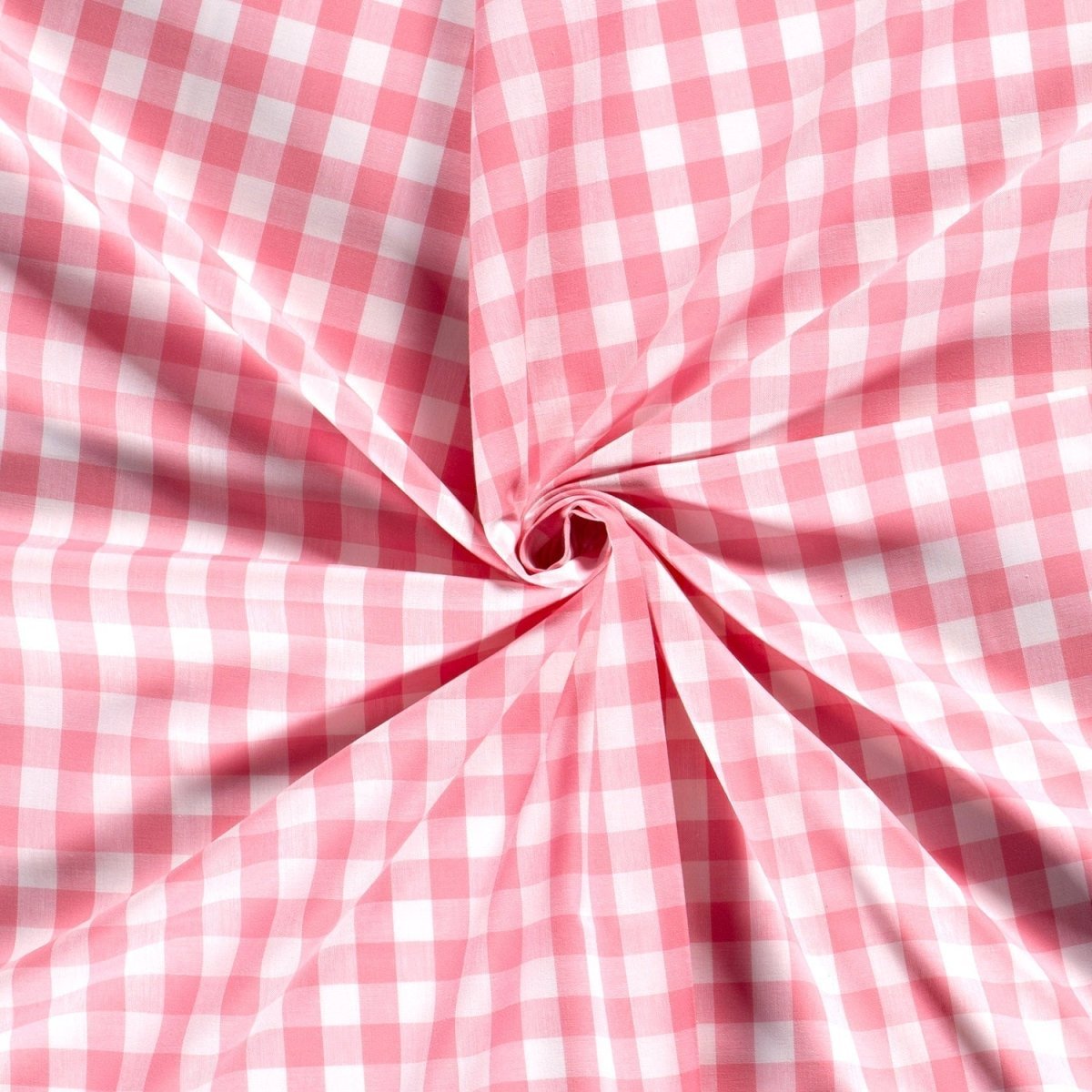 Poplin Bumbac Gingham Roz 20 mm - Lametru.ro - Poplin Bumbac Gingham