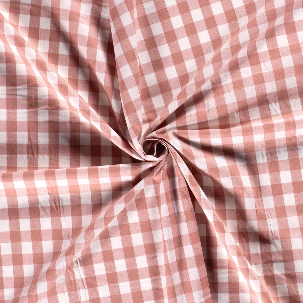 Poplin Bumbac Gingham Roz Prafuit 20 mm - Lametru.ro - Poplin Bumbac Gingham