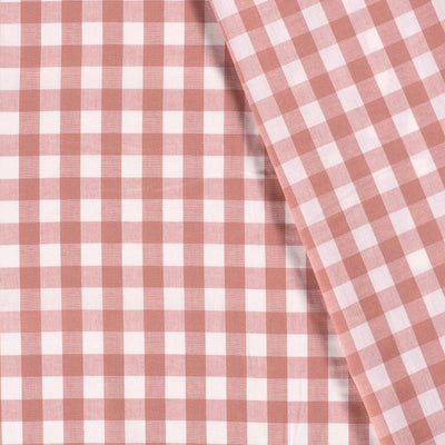 Poplin Bumbac Gingham Roz Prafuit 20 mm - Lametru.ro - Poplin Bumbac Gingham