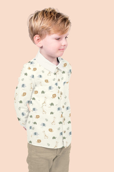 Poplin Bumbac Imprimat Animale Jungla Off White - Lametru.ro - Bumbac Imprimat