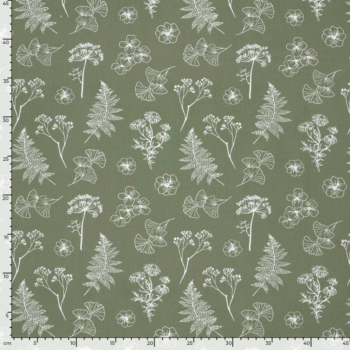 Poplin Bumbac Imprimat Cu Flori Olive - Lametru.ro - Bumbac Imprimat
