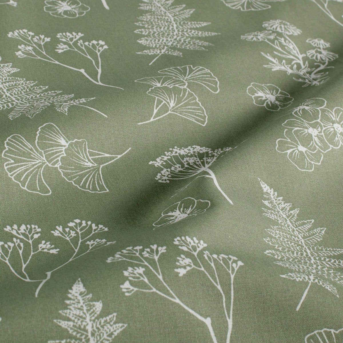 Poplin Bumbac Imprimat Cu Flori Olive - Lametru.ro - Bumbac Imprimat