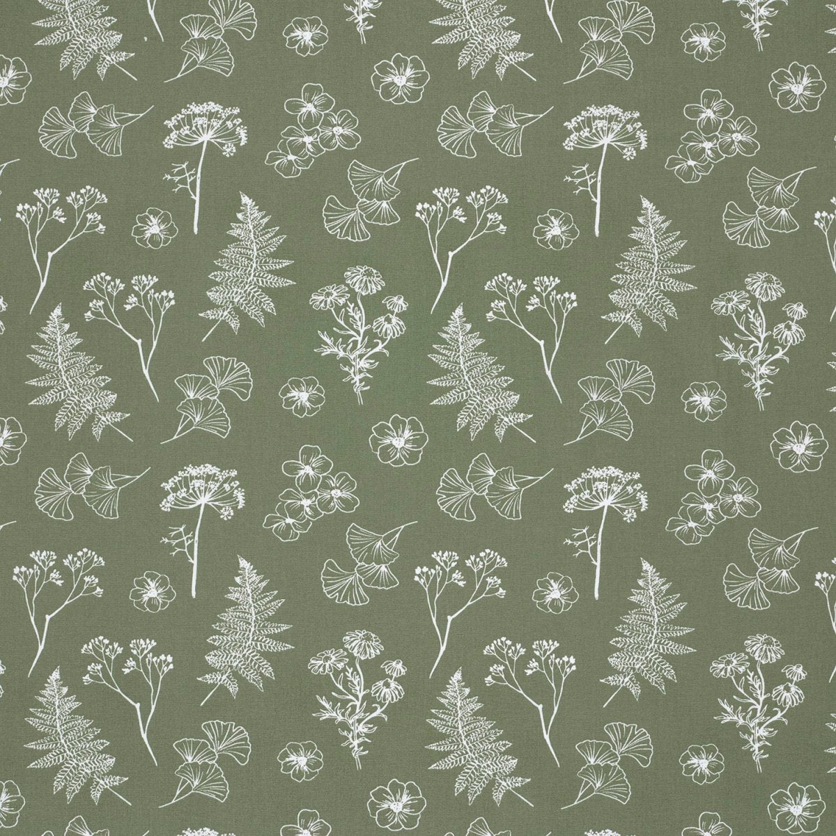 Poplin Bumbac Imprimat Cu Flori Olive - Lametru.ro - Bumbac Imprimat