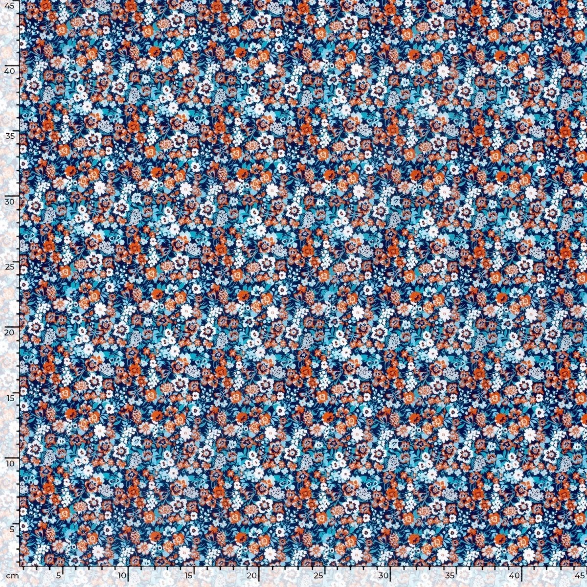 Poplin Bumbac Imprimat Flori Bleumarin - Lametru.ro - Bumbac Imprimat