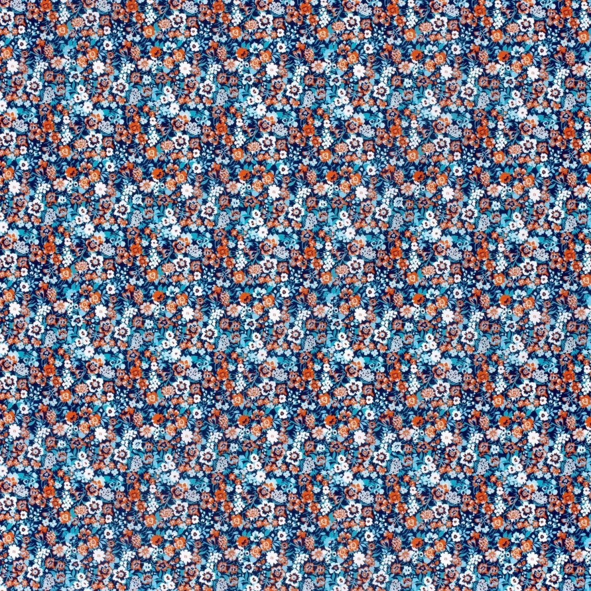 Poplin Bumbac Imprimat Flori Bleumarin - Lametru.ro - Bumbac Imprimat