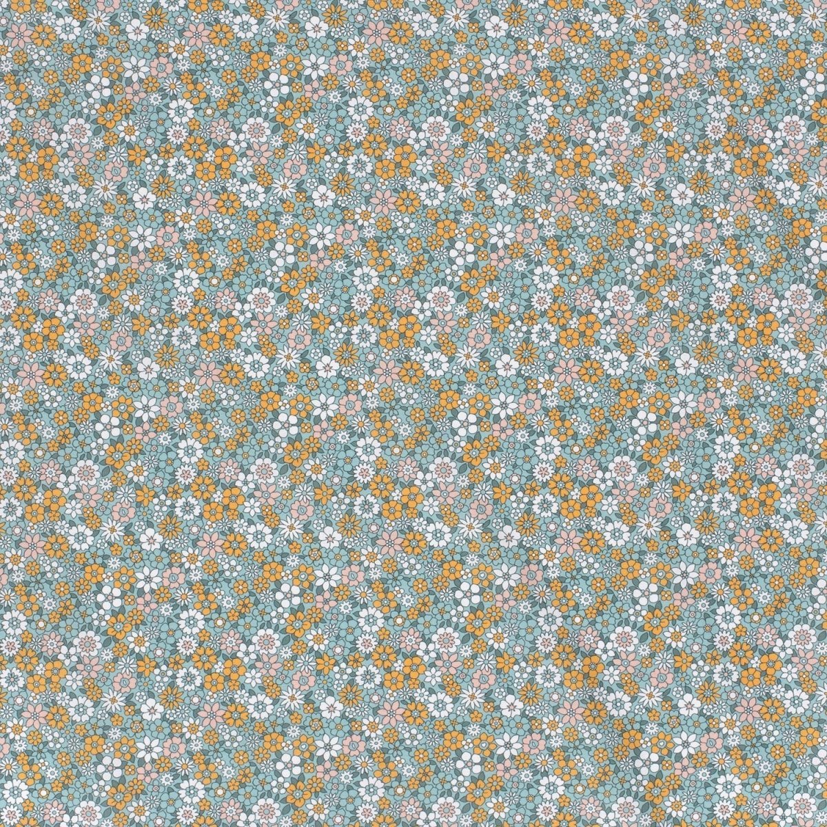 Poplin Bumbac Imprimat Flori Petrol - Lametru.ro - Bumbac Imprimat