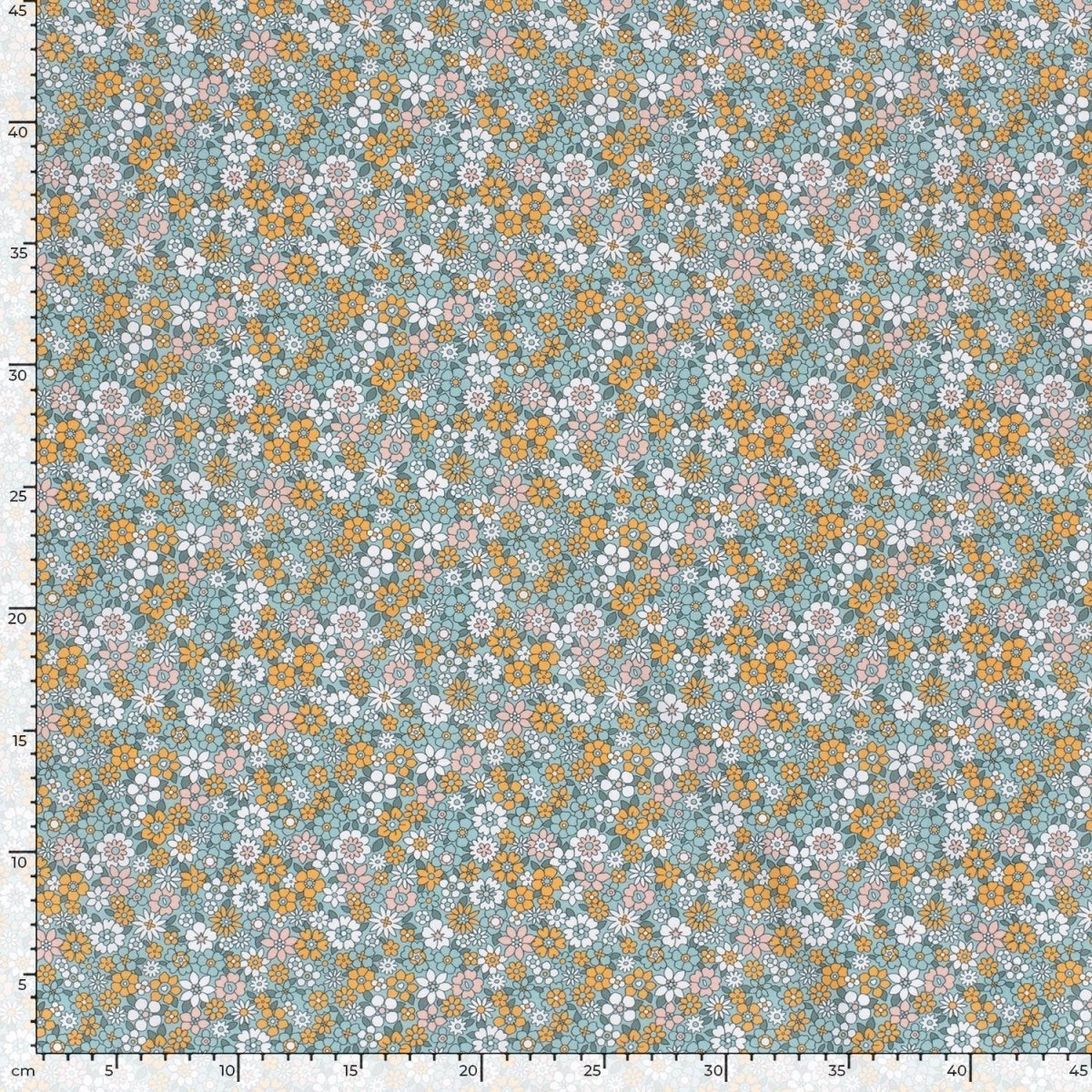 Poplin Bumbac Imprimat Flori Petrol - Lametru.ro - Bumbac Imprimat