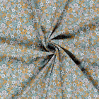 Poplin Bumbac Imprimat Flori Petrol