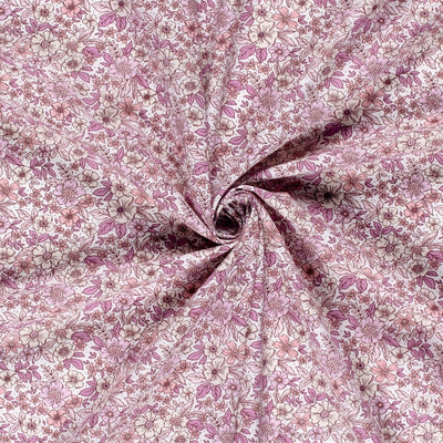 Poplin Bumbac Imprimat Flori Roz - Lametru.ro - Bumbac Imprimat