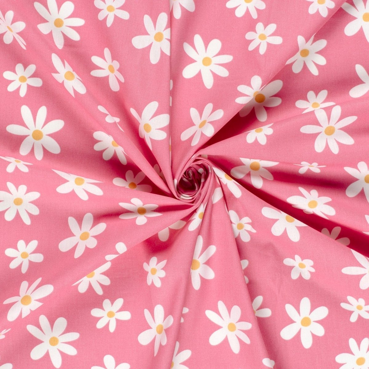 Poplin Bumbac Imprimat Flori Roz - Lametru.ro - Bumbac Imprimat