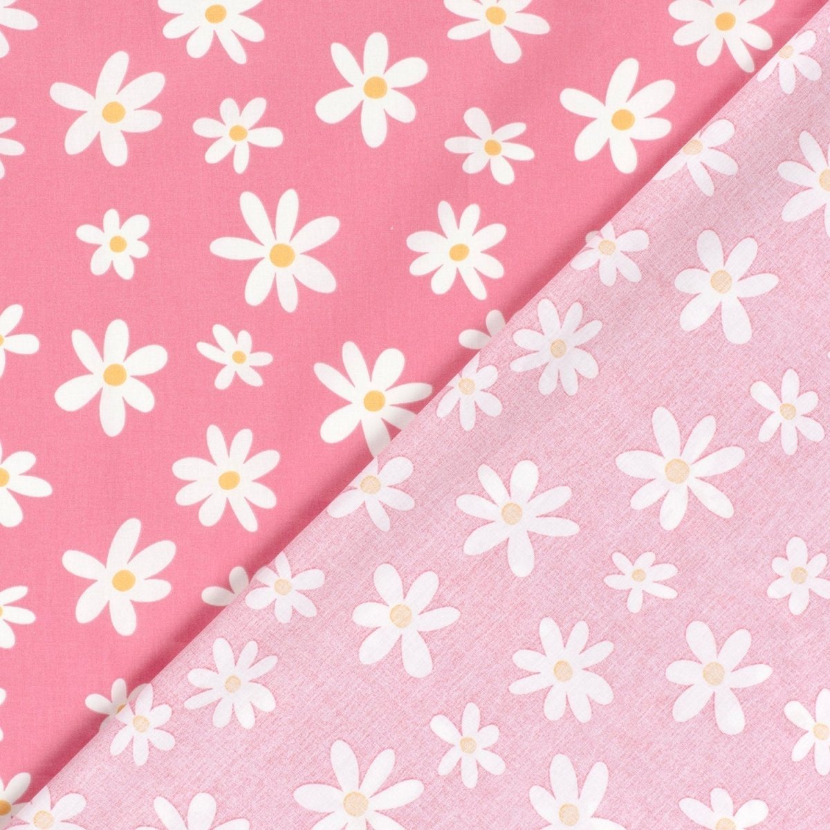 Poplin Bumbac Imprimat Flori Roz - Lametru.ro - Bumbac Imprimat