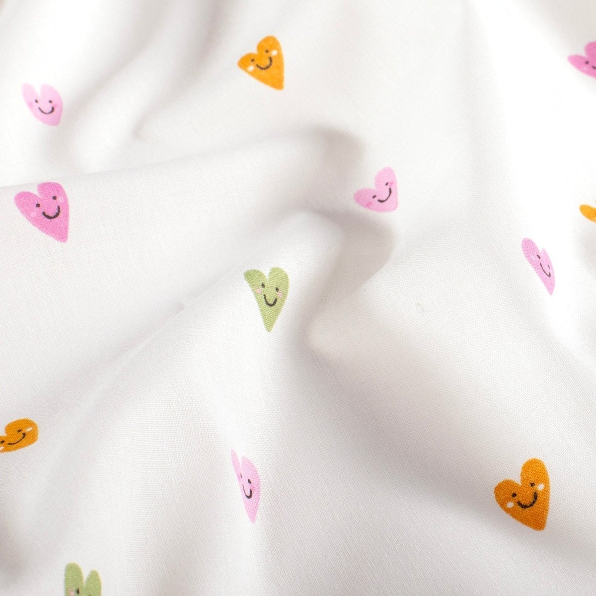 Poplin Bumbac Imprimat Inimi Alb-Murdar - Lametru.ro - Bumbac Imprimat