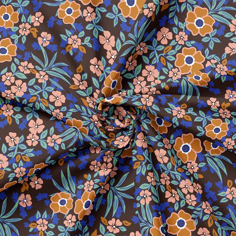 Printed Poplin Judelia Brown / Pink - Lametru.ro