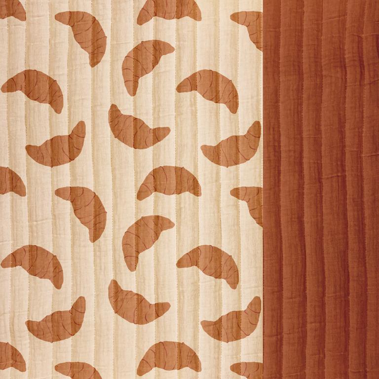 Printed Quilted Double Gauze Croissant Nude / Toffee - Lametru.ro