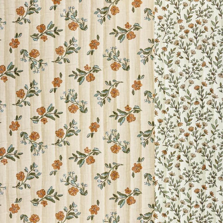 Printed Quilted Double Gauze Lina Latte / Ecru - Lametru.ro