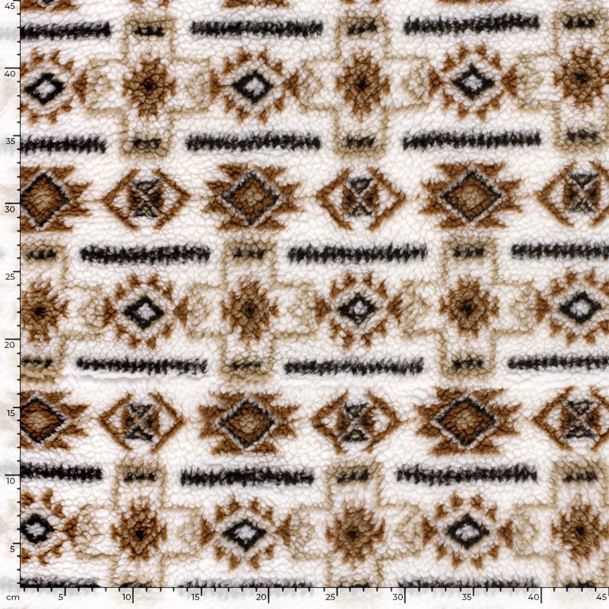 Sherpa Fleece Jacquard Abstract Off White - Lametru.ro