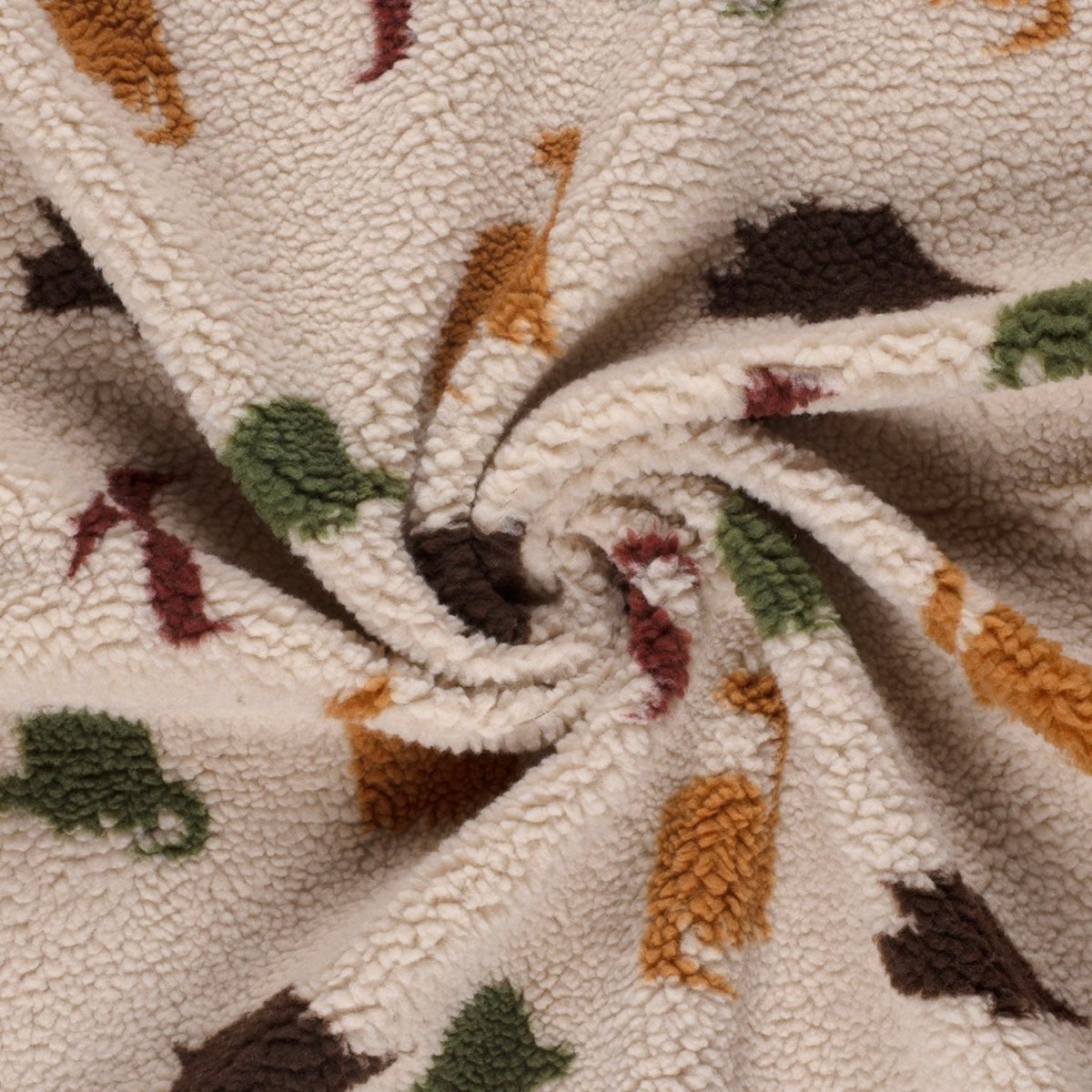 Sherpa Fleece Jacquard Dinosaurs Beige - Lametru.ro