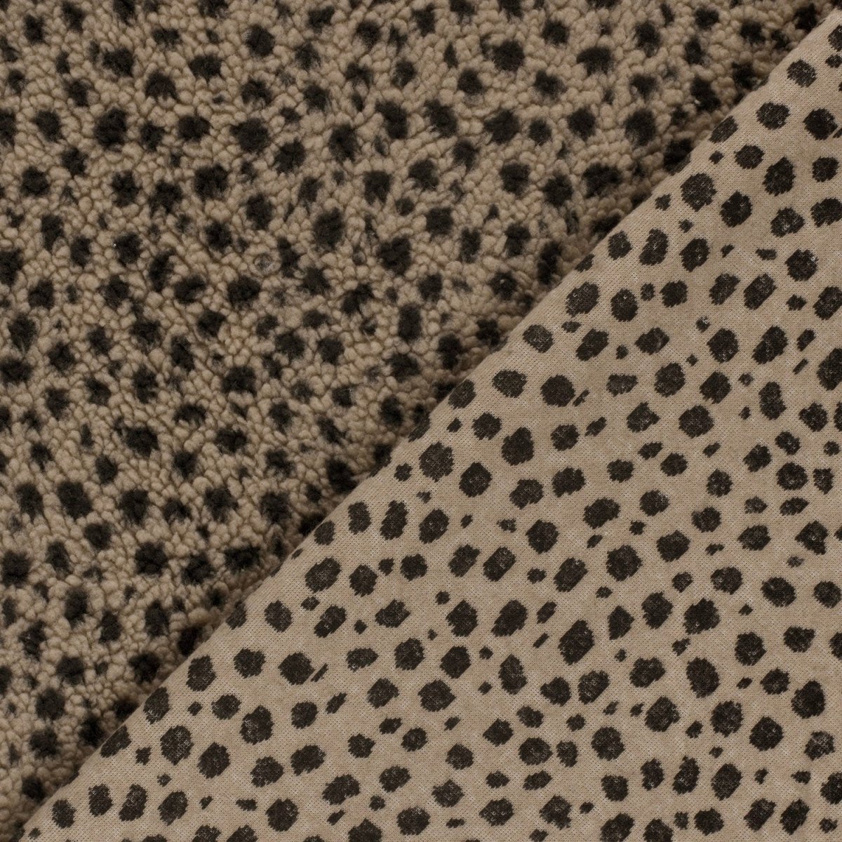 Sherpa Fleece Jacquard Panther Taupe Grey - Lametru.ro
