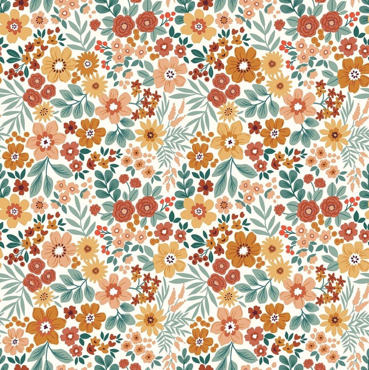 Waterproof Fabric Printed Flowers Off White - Lametru.ro