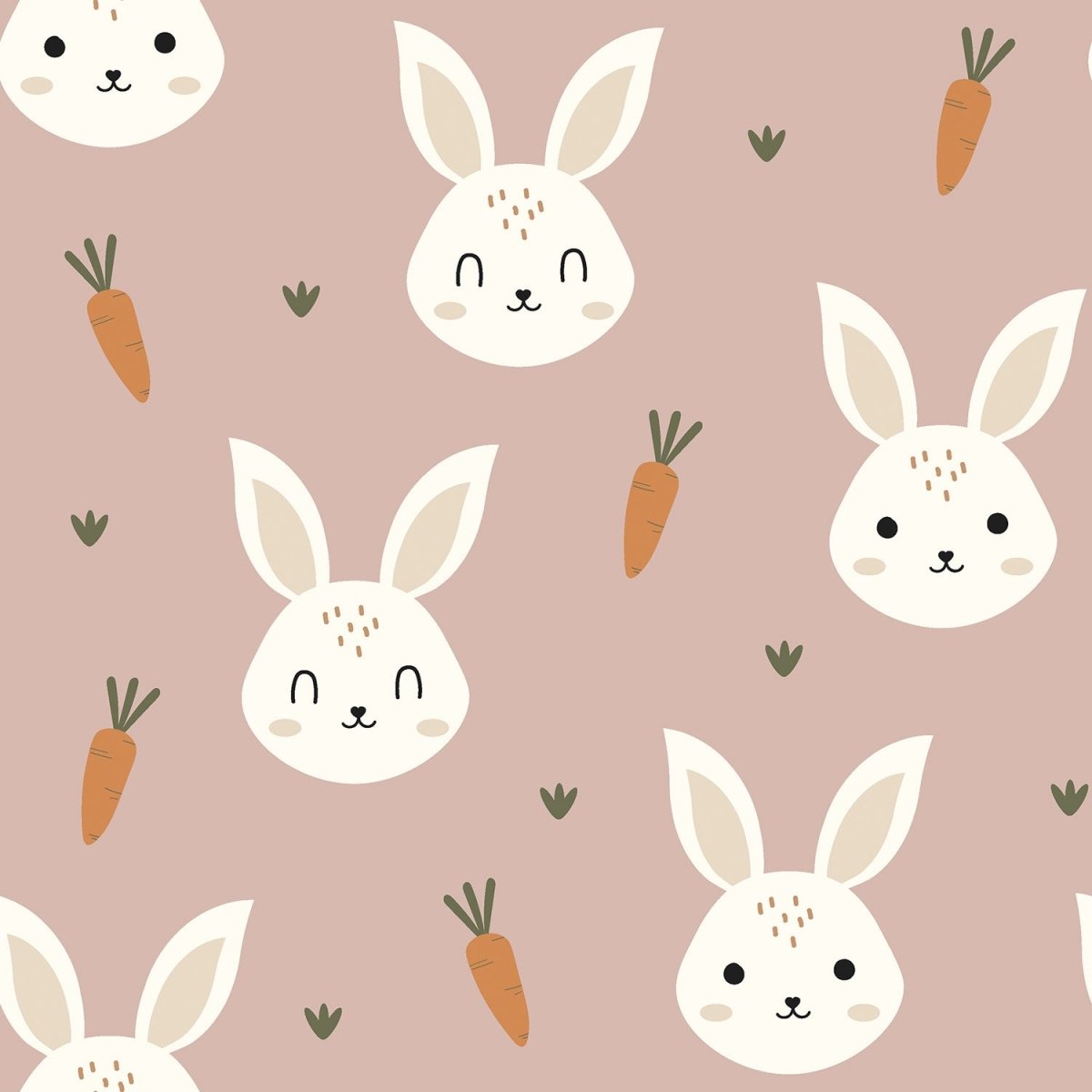 Waterproof Fabric Printed Rabbits Pink - Lametru.ro